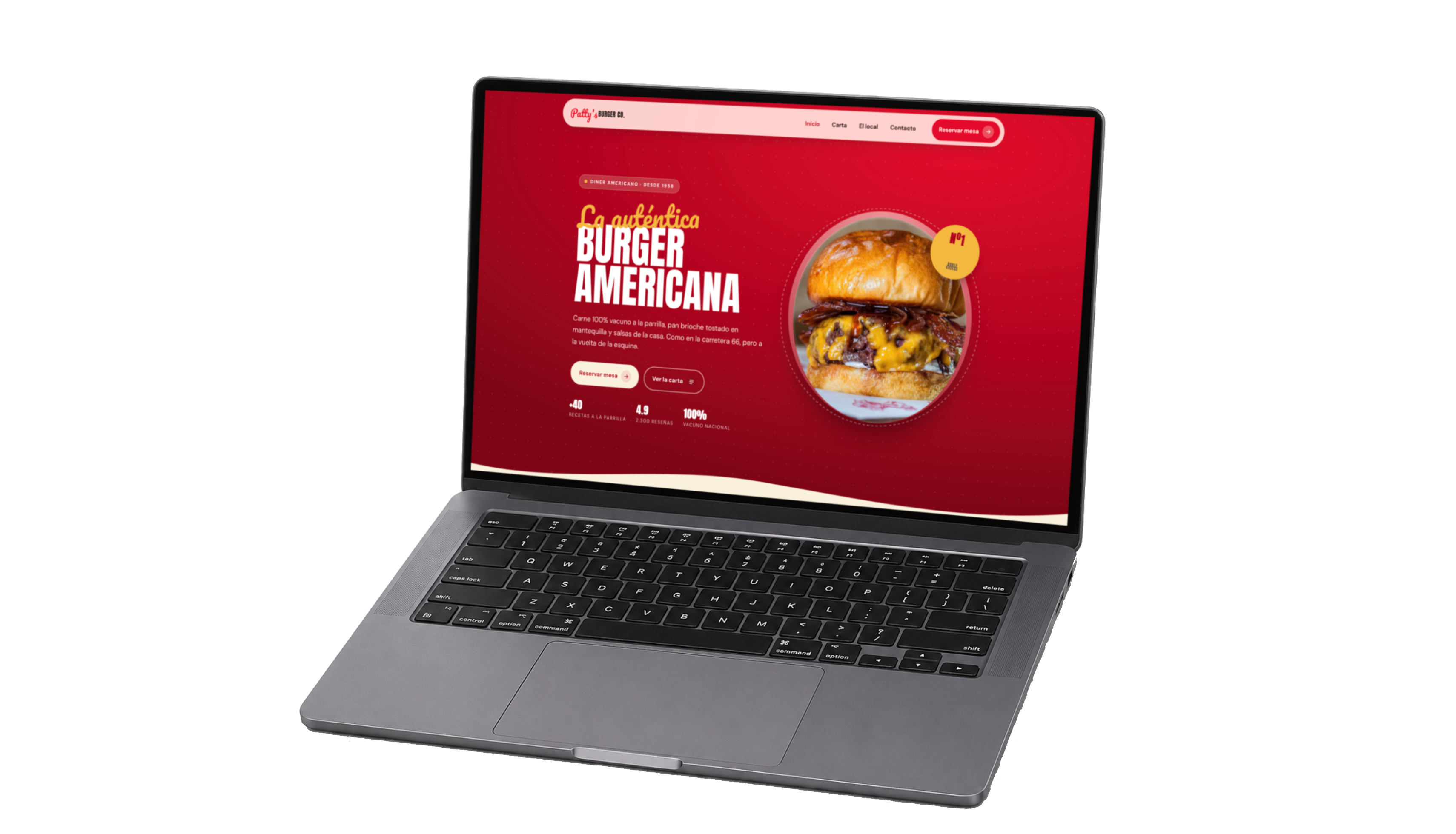 Web de Patty's Burger Co. en un MacBook